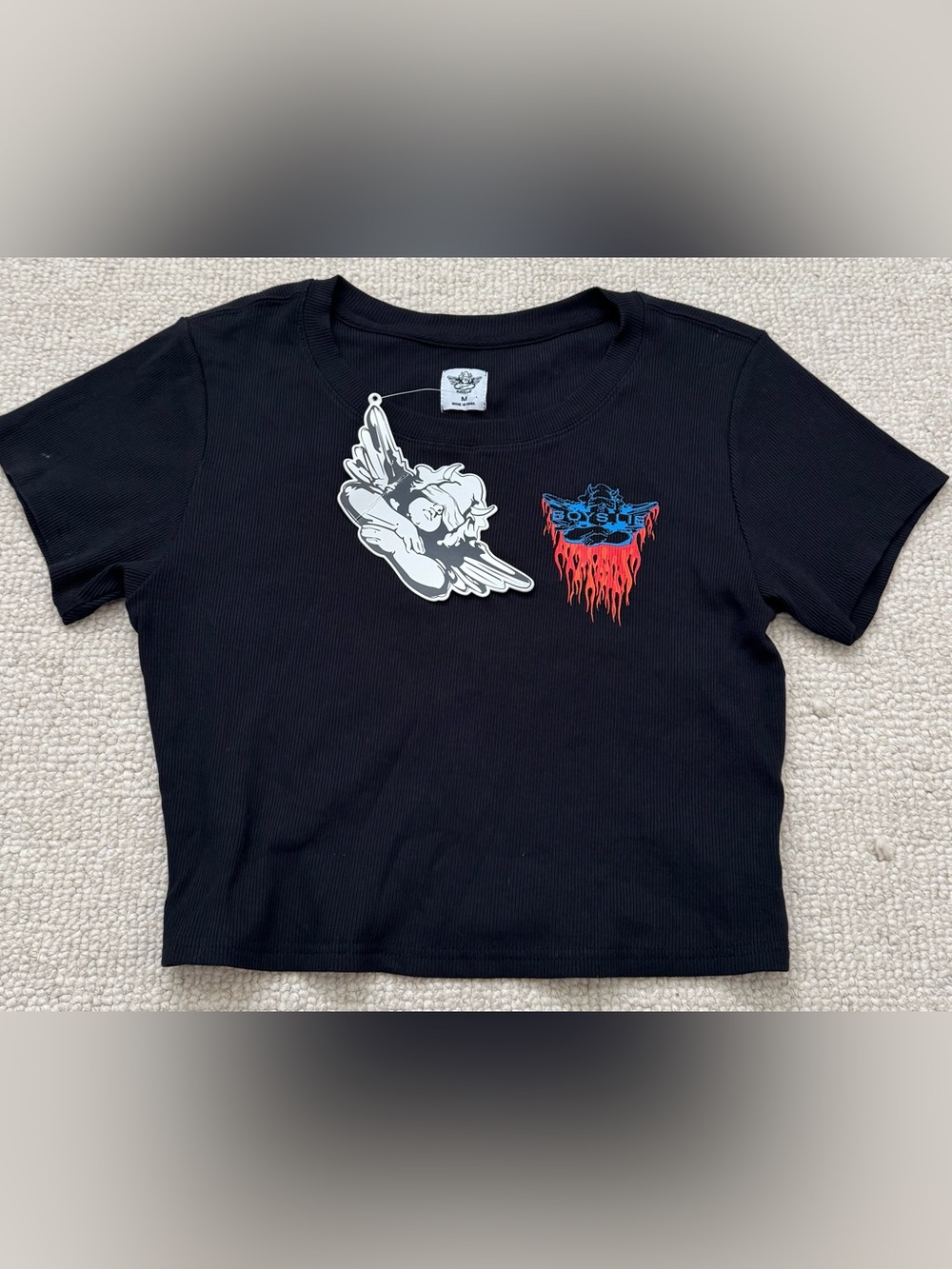 NWT Boys Lie Don't Ask Crop Graphic T-Shirt